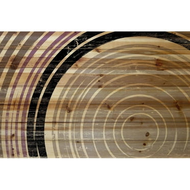 Marmont Hill - "Tan Rings" Painting Art Print On Natural Pine Wood, 36.0" x 1.5"