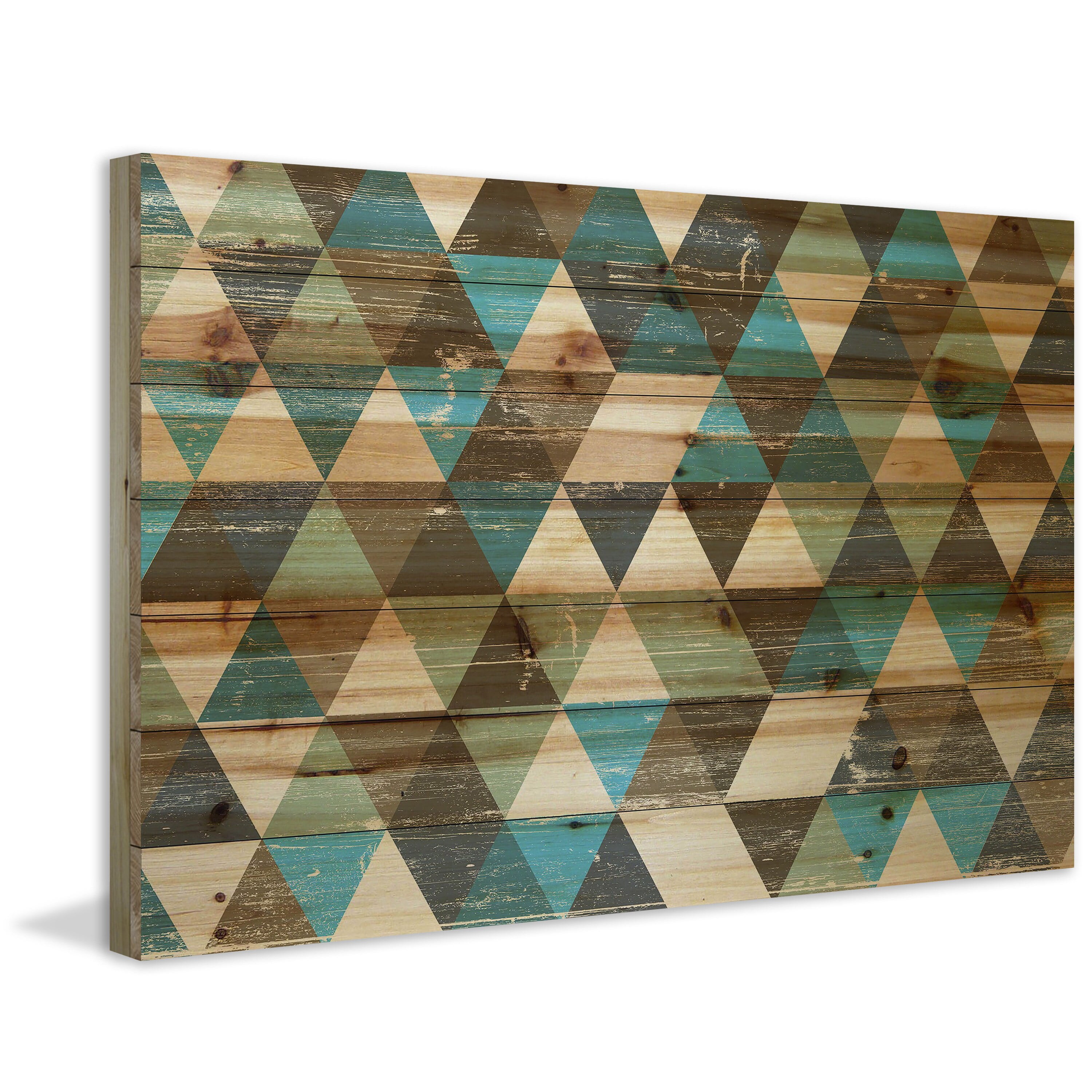 Marmont Hill - "Tans and Blues" Painting Print on Natural Pine Wood