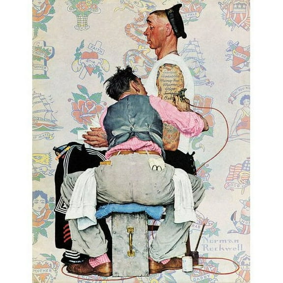 Marmont Hill "Tattoo Artist" by Norman Rockwell Painting Print on Canvas