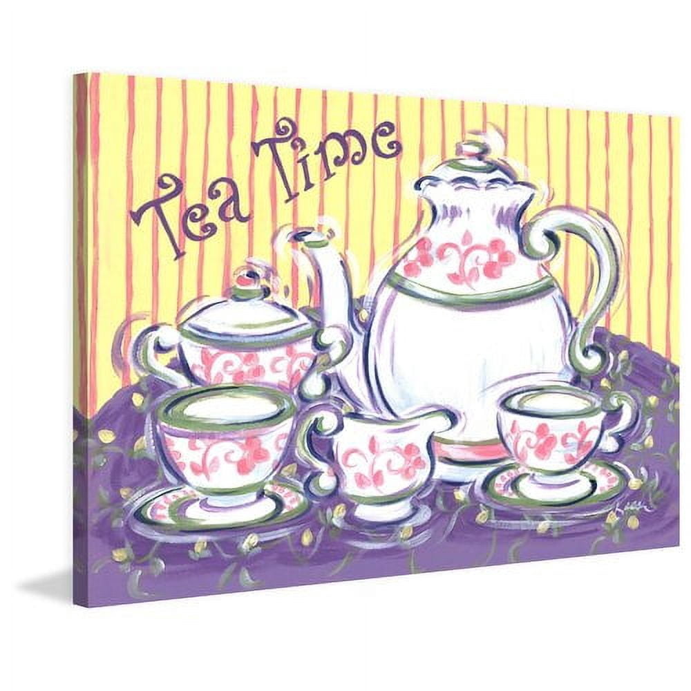 Marmont Hill "Tea Time" by Reesa Qualia Painting Print on Wrapped Canvas