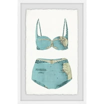 Marmont Hill Teal Bikini Framed Wall Art, 12" x 8"