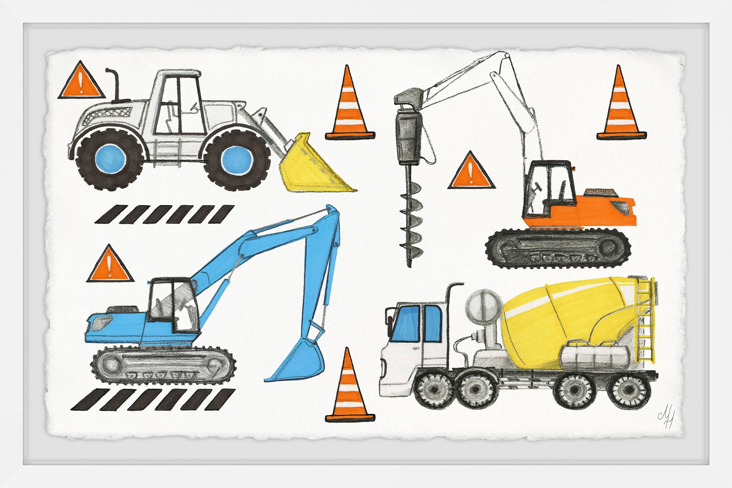 Marmont Hill The Big Trucks Framed Wall Art, 18.00" x 1.50"