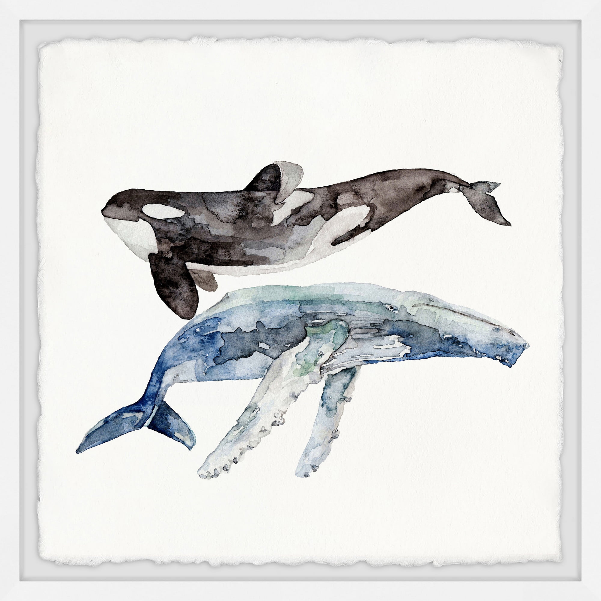 Marmont Hill The Big Whales By Rachel Byler Framed Wall Art, 18" x 1.5"