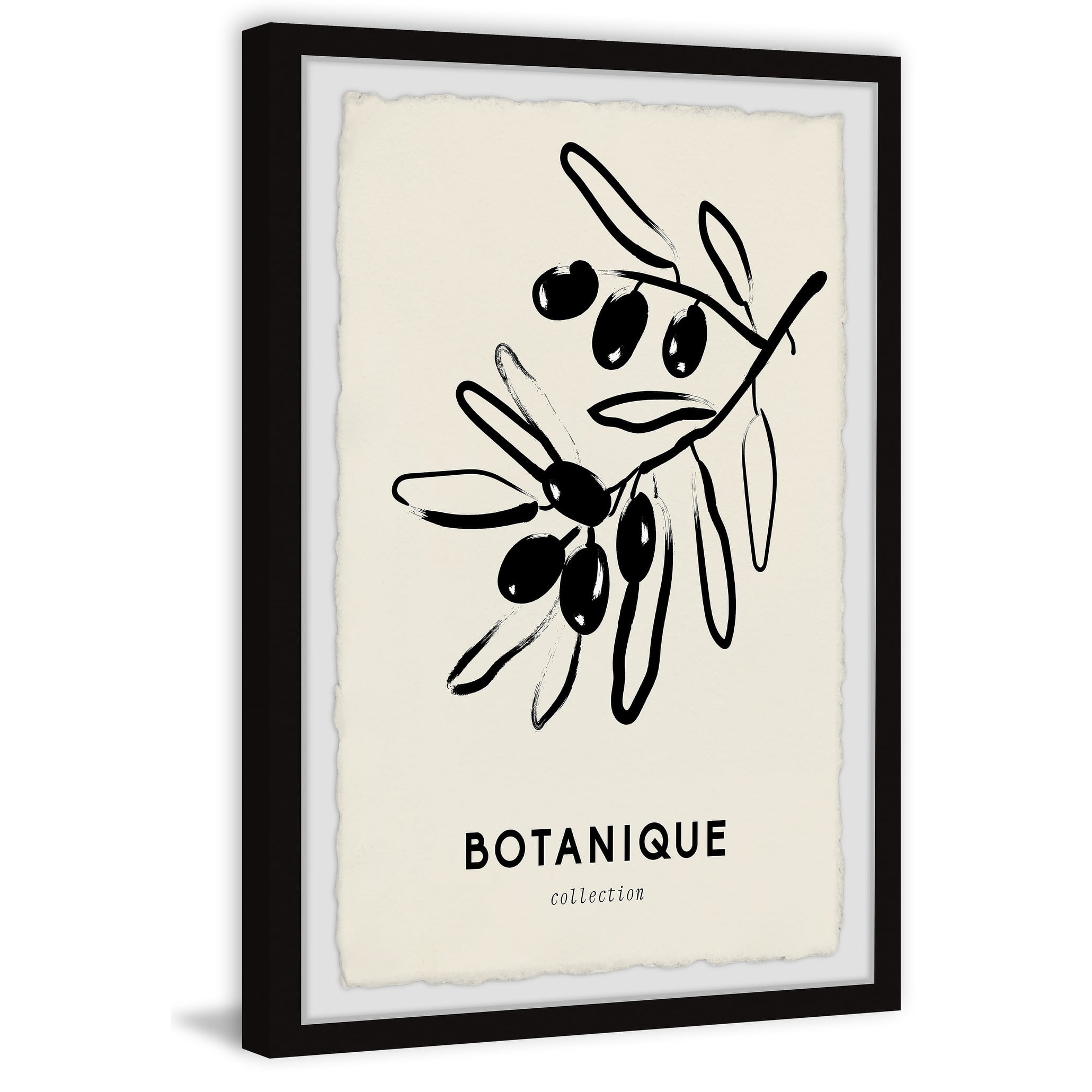 Black and White Botanical Art Print with Frame, 16 x 24