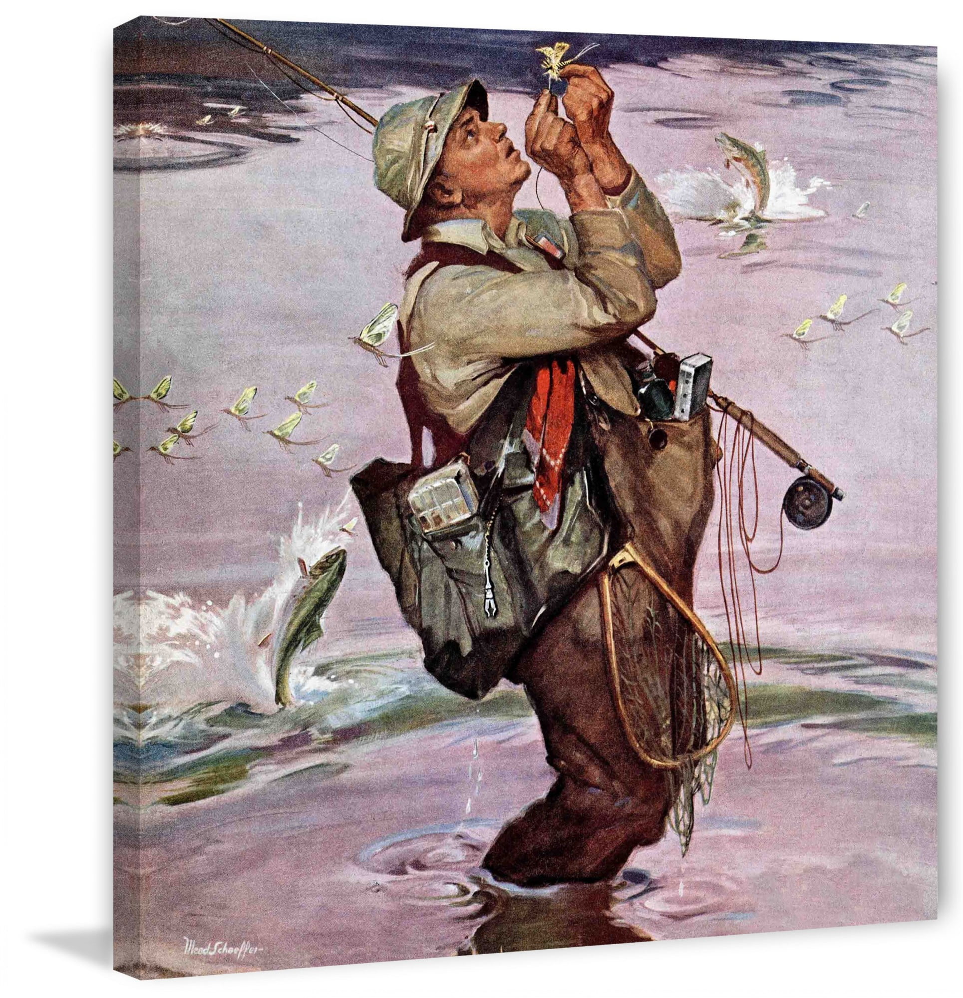 Man Fly Fishing On Big Hole River Landscape Wall Art Home Decor - POSTER  20x30