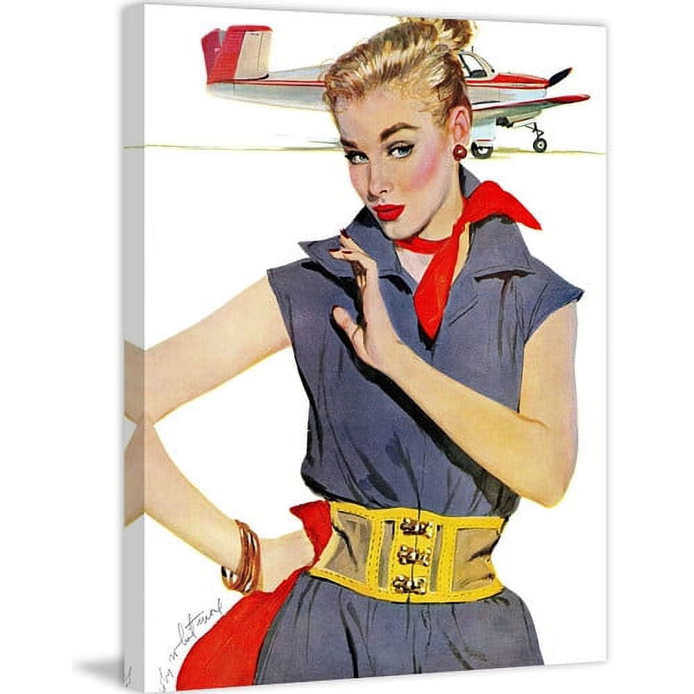 Large Gray and White Airplane Canvas Art Print