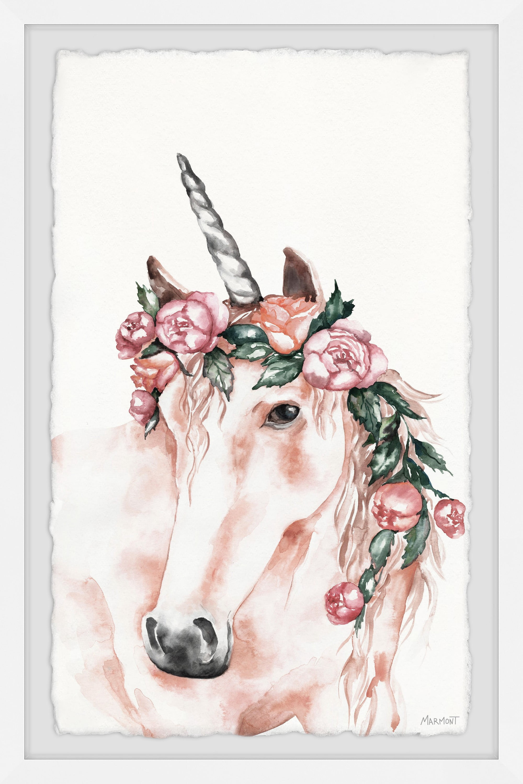 Marmont Hill The Pink Unicorn Framed Wall Art, 30" x 20"