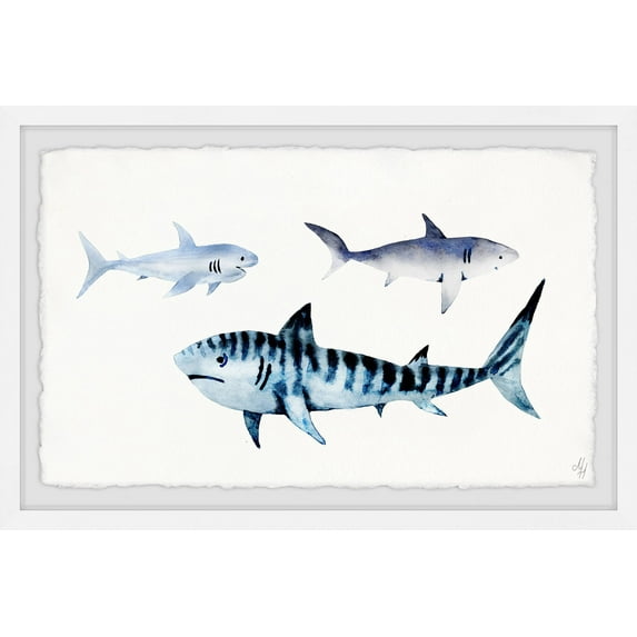 Marmont Hill The Sharks Ii Framed Wall Art, 18.00" x 1.50"