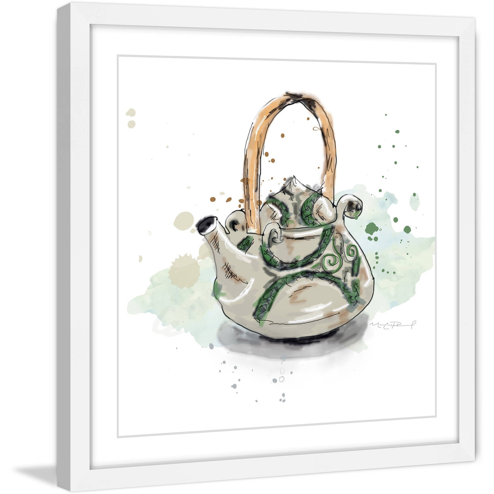 Marmont Hill "Theiere" By Marie-Eve Pharand Framed Painting Art Print, 12.0" x 1.5"