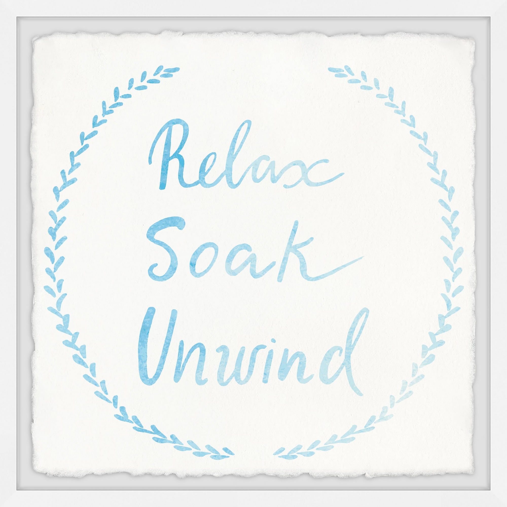 Relax Soak Unwind Blue and White Framed Wall Art