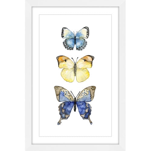 Marmont Hill "Three Butterflies" by Rachel Byler Framed Painting Print