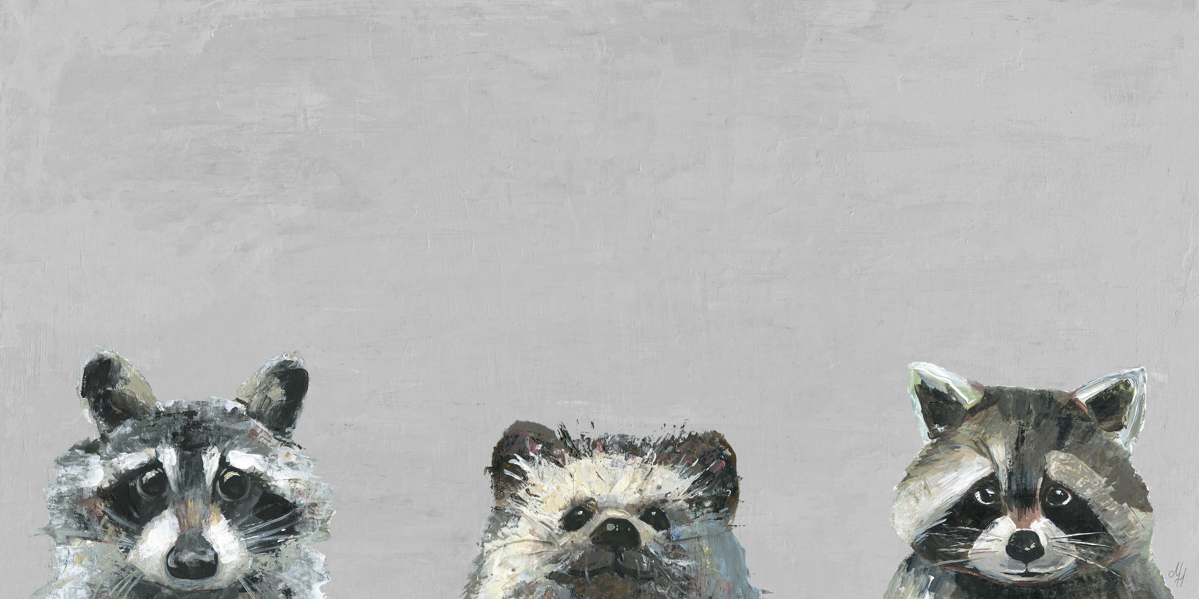 Marmont Hill Three Cuties in Gray Canvas Wall Art