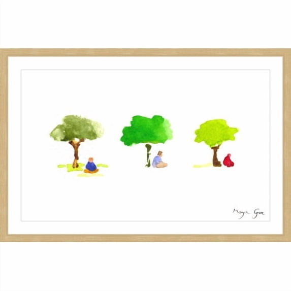 Marmont Hill "Three Meditators" by Maya Gur Framed Painting Print