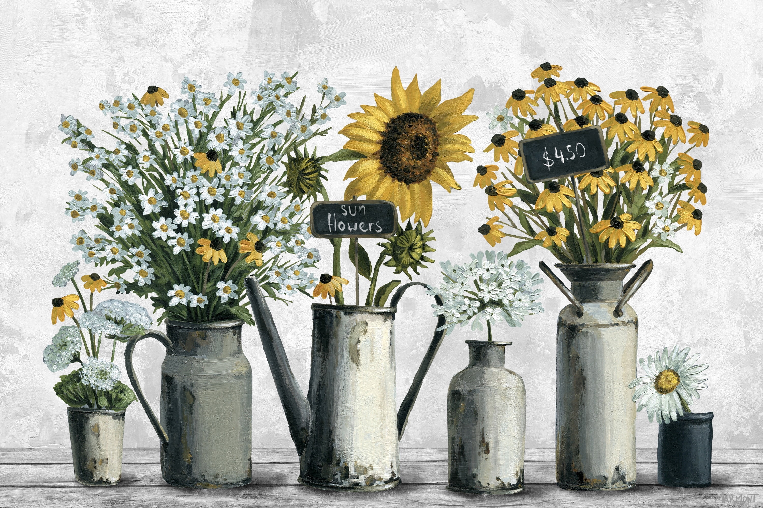 Marmont Hill Tin Can Flowers Canvas Wall Art, 16" x 24"