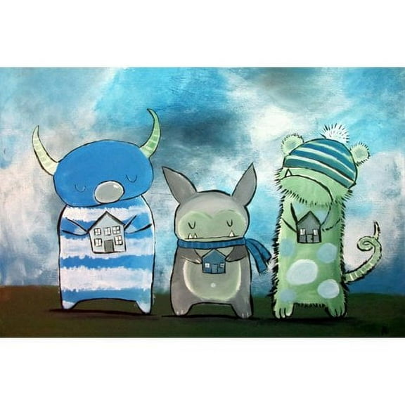 Marmont Hill 'Tiny Houses' by Andrea Doss Painting Print on Wrapped Canvas