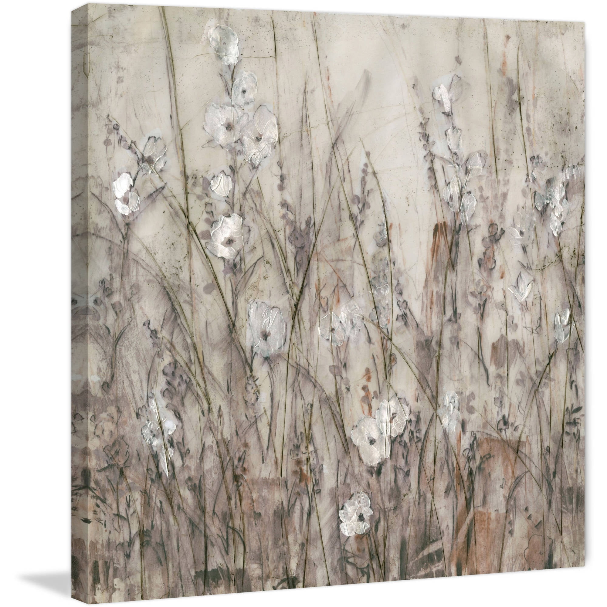 Marmont Hill "Tiny White Blooms" Painting Print on Wrapped Canvas