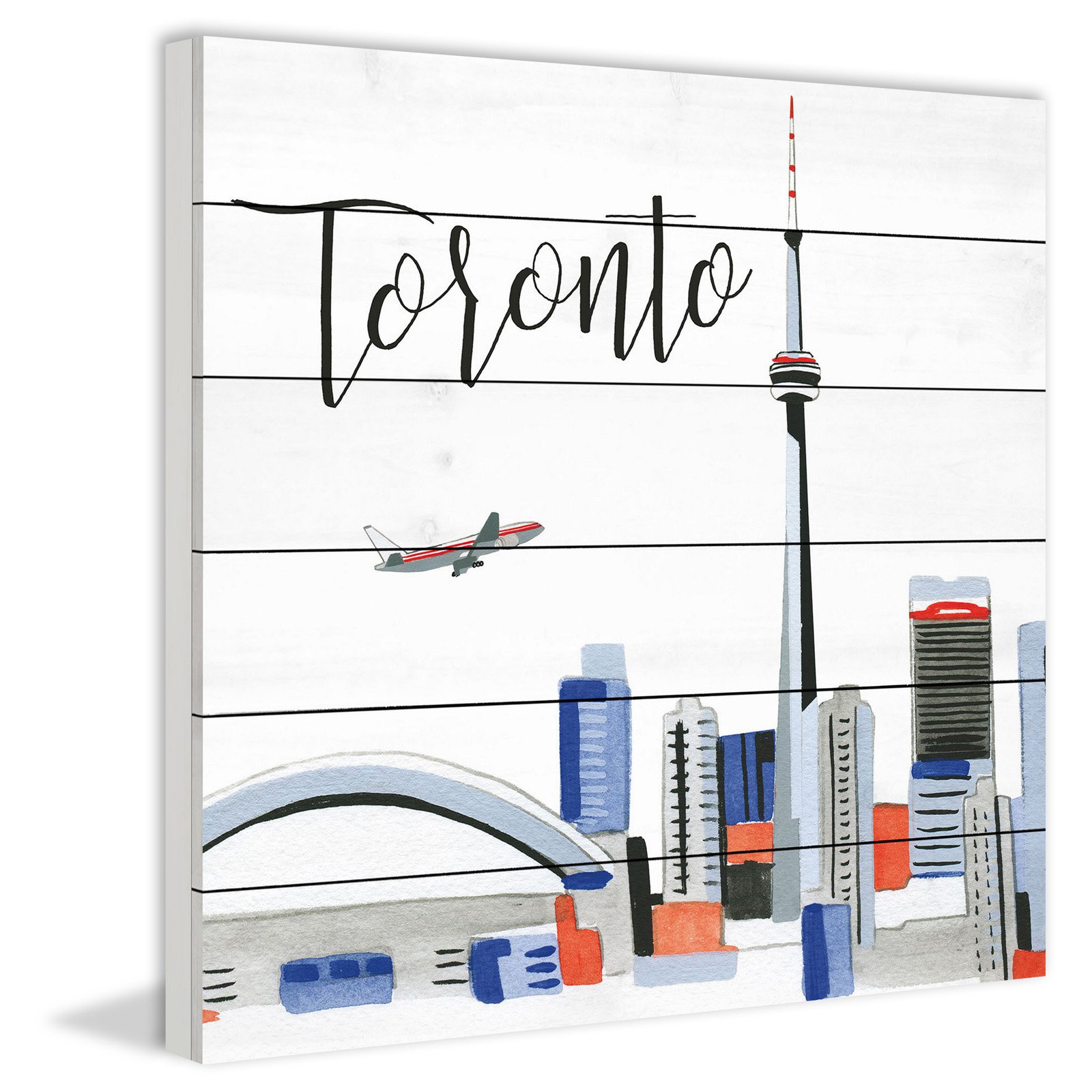 Marmont Hill "Toronto Skyline" by Molly Rosner Painting Print on White Wood