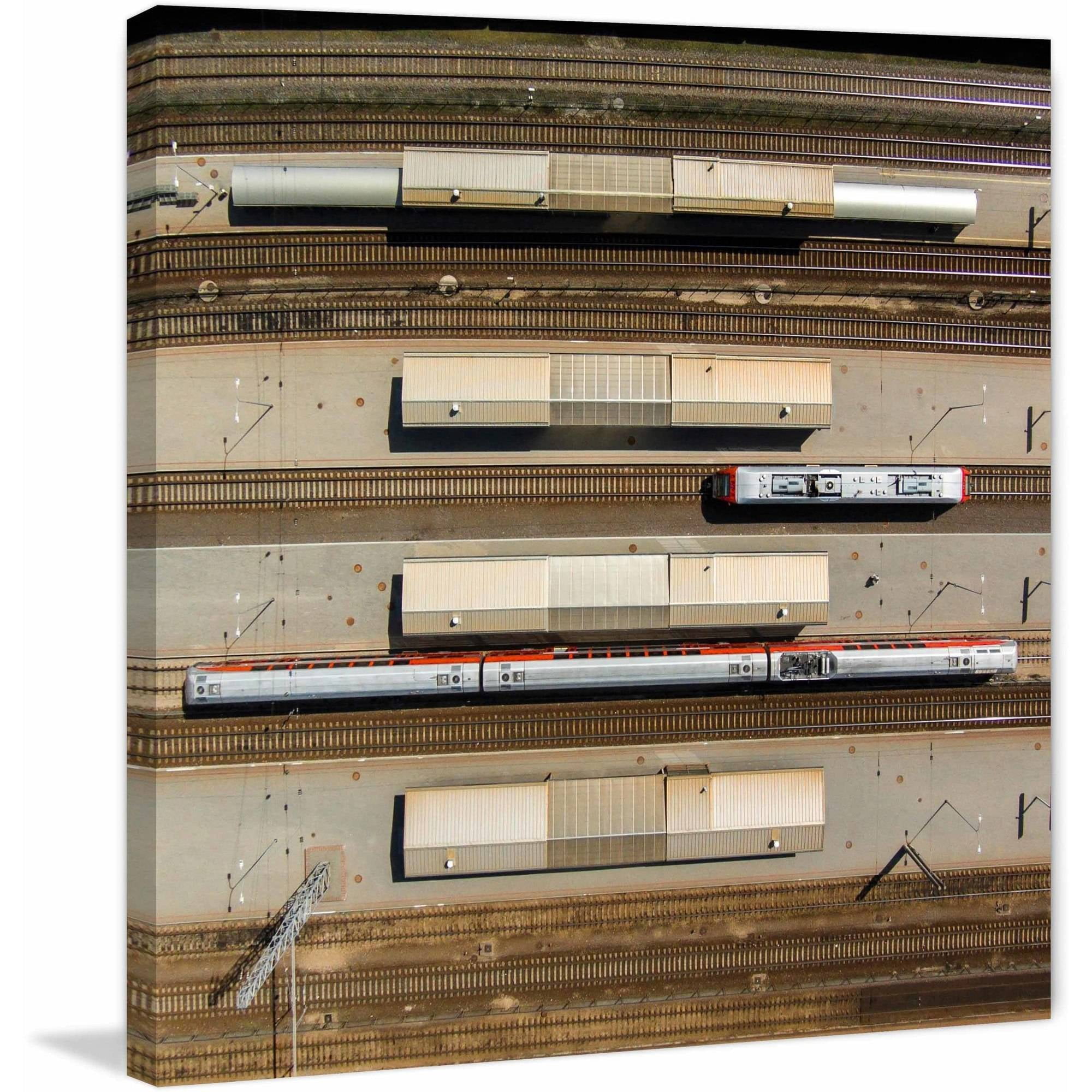 Marmont Hill "Trains" by Karolis Janulis Painting Print on Wrapped Canvas