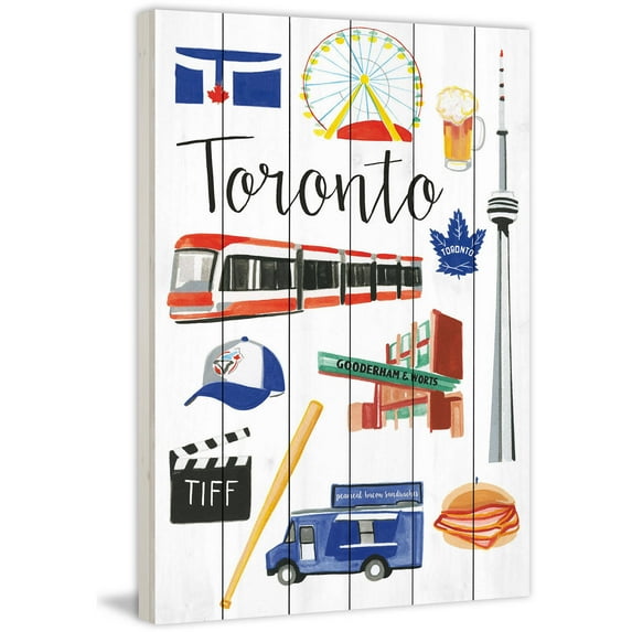 Marmont Hill "Travel Toronto" by Molly Rosner Painting Print on White Wood