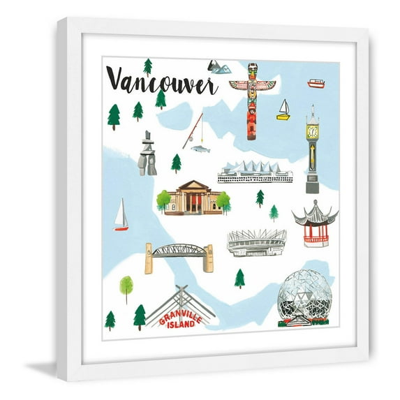 Marmont Hill "Travel Vancouver" By Molly Rosner Framed Painting Art Print, 18.0" x 1.5"