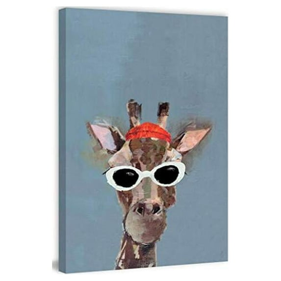 Marmont Hill Trendy Giraffe Painting Print on Wrapped Canvas