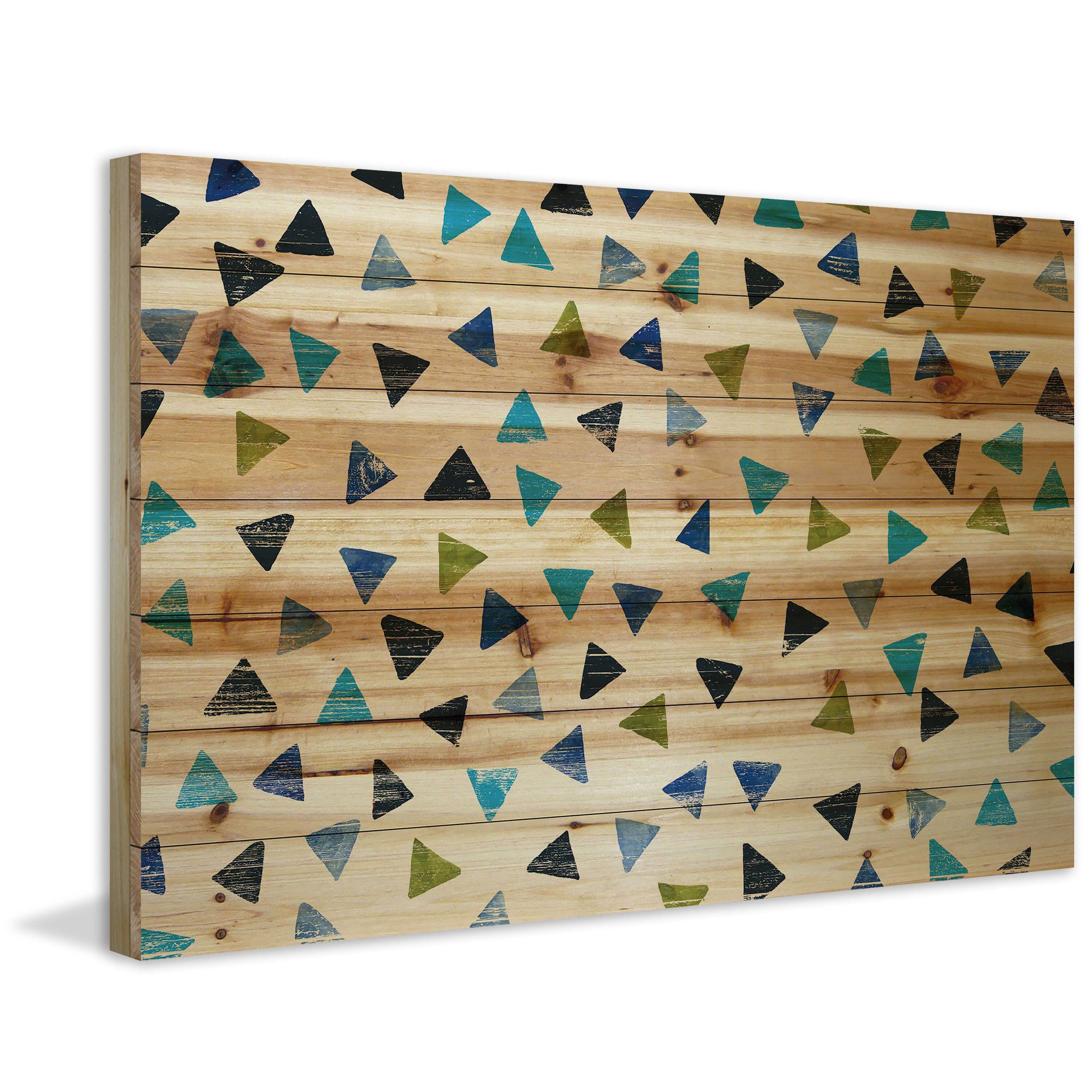 Marmont Hill - "Triangle Confetti" Painting Art Print on Natural Pine Wood