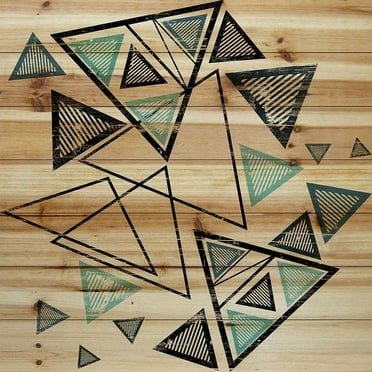 Marmont Hill - "Triangles in Motion" Painting Print on Natural Pine Wood