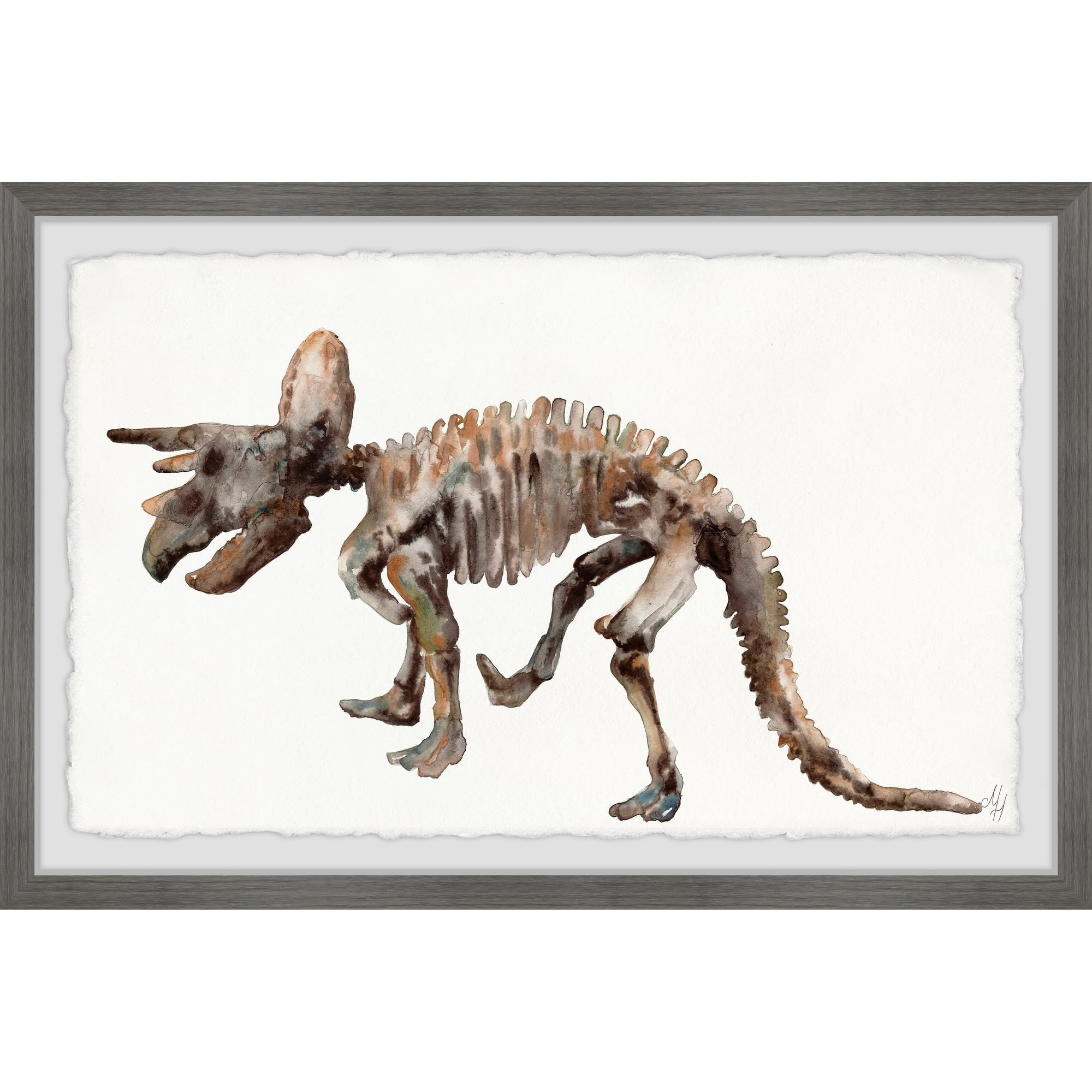 Marmont Hill Triceratops Skeleton Framed Wall Art, 18.00" x 1.50"