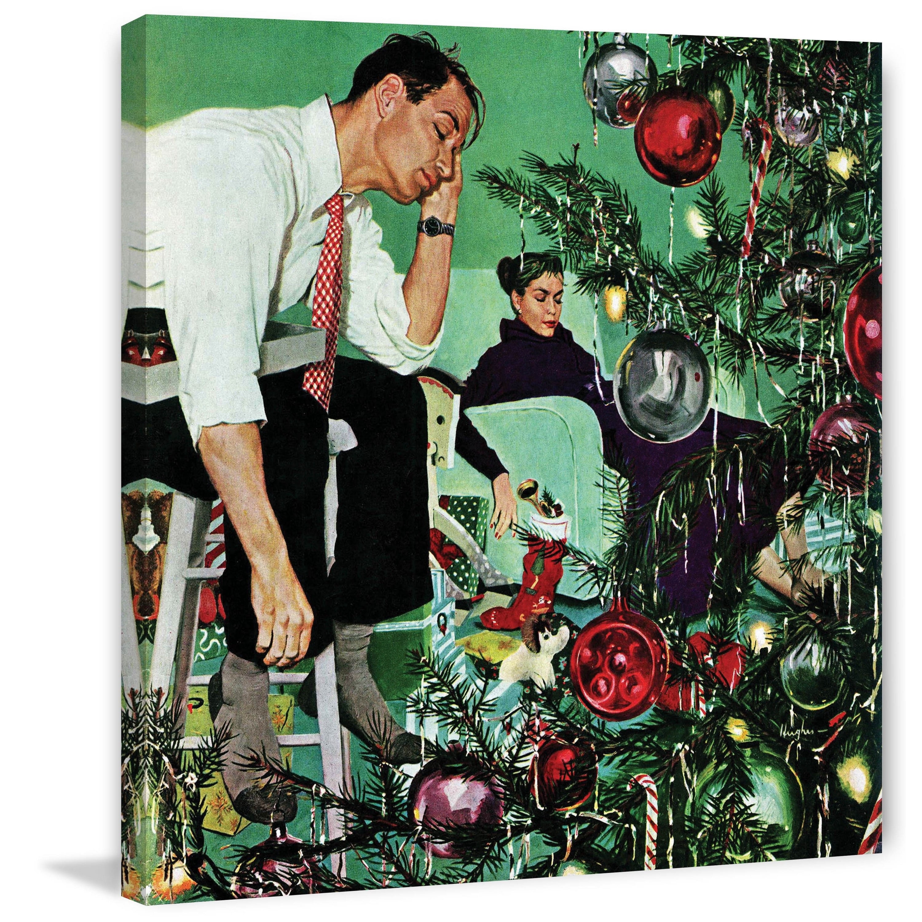 Marmont Hill "Trimming the Tree" by George Hughes Painting Print on Canvas