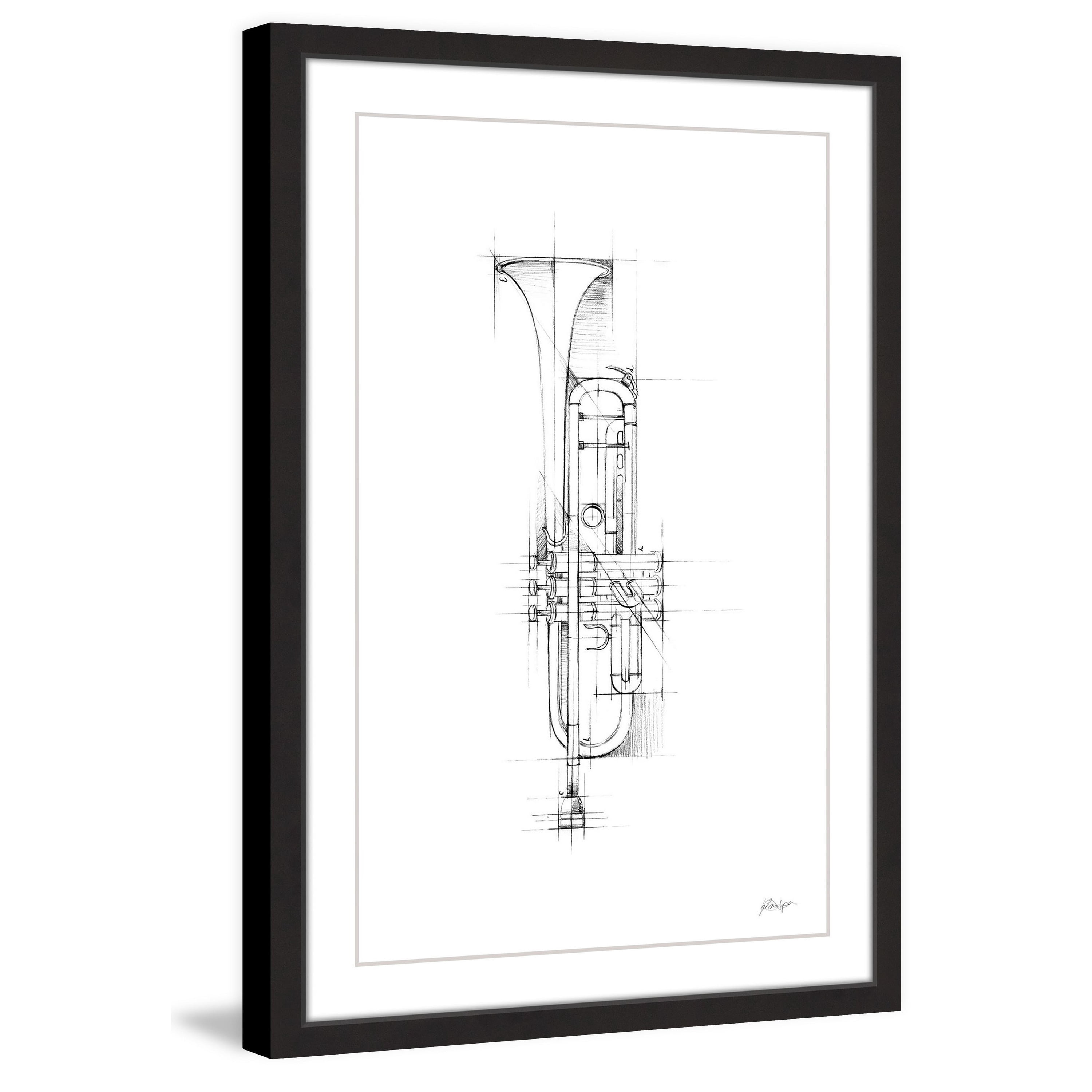 Marmont Hill "Trumpet Sketch" Framed Painting Print