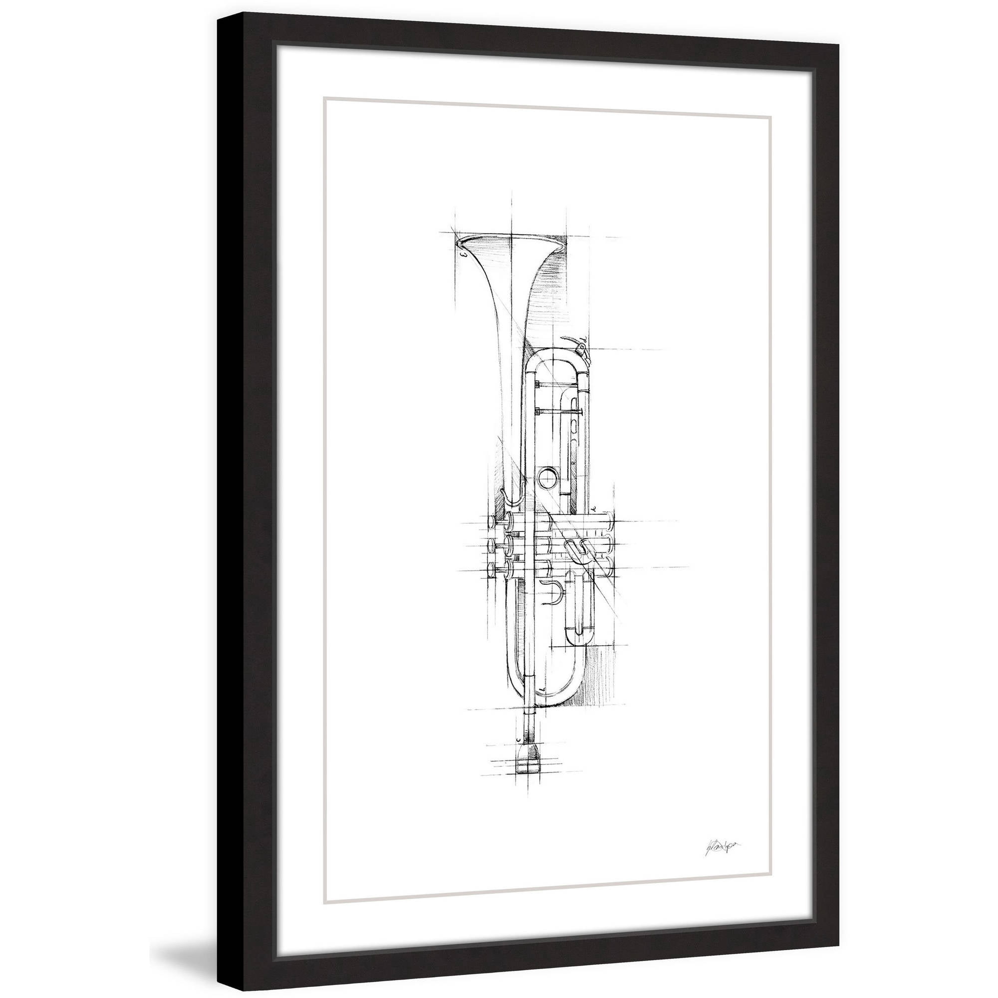 Marmont Hill "Trumpet Sketch" Framed Painting Print