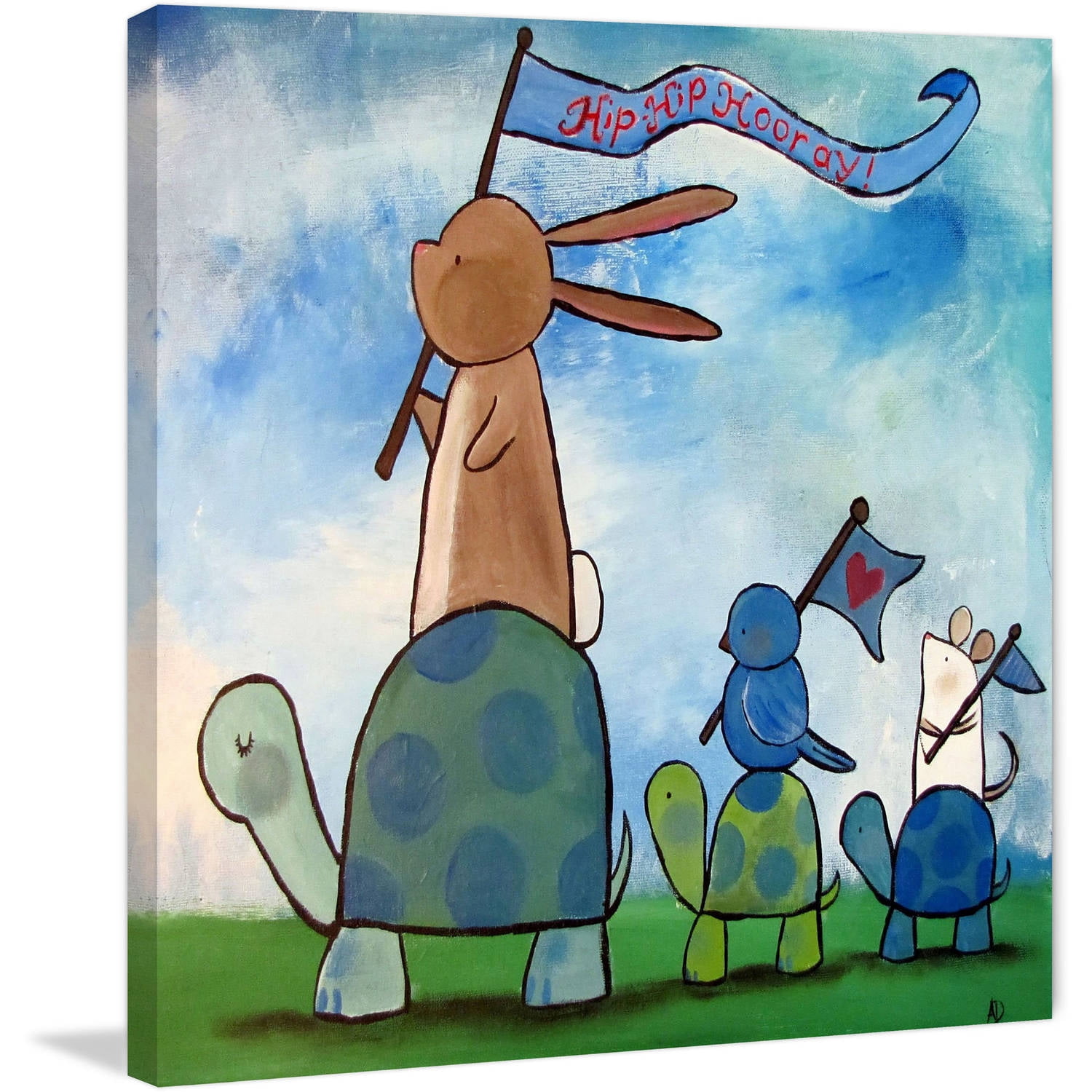 Marmont Hill "Turtle Parade" by Andrea Doss Painting Print on Wrapped Canvas