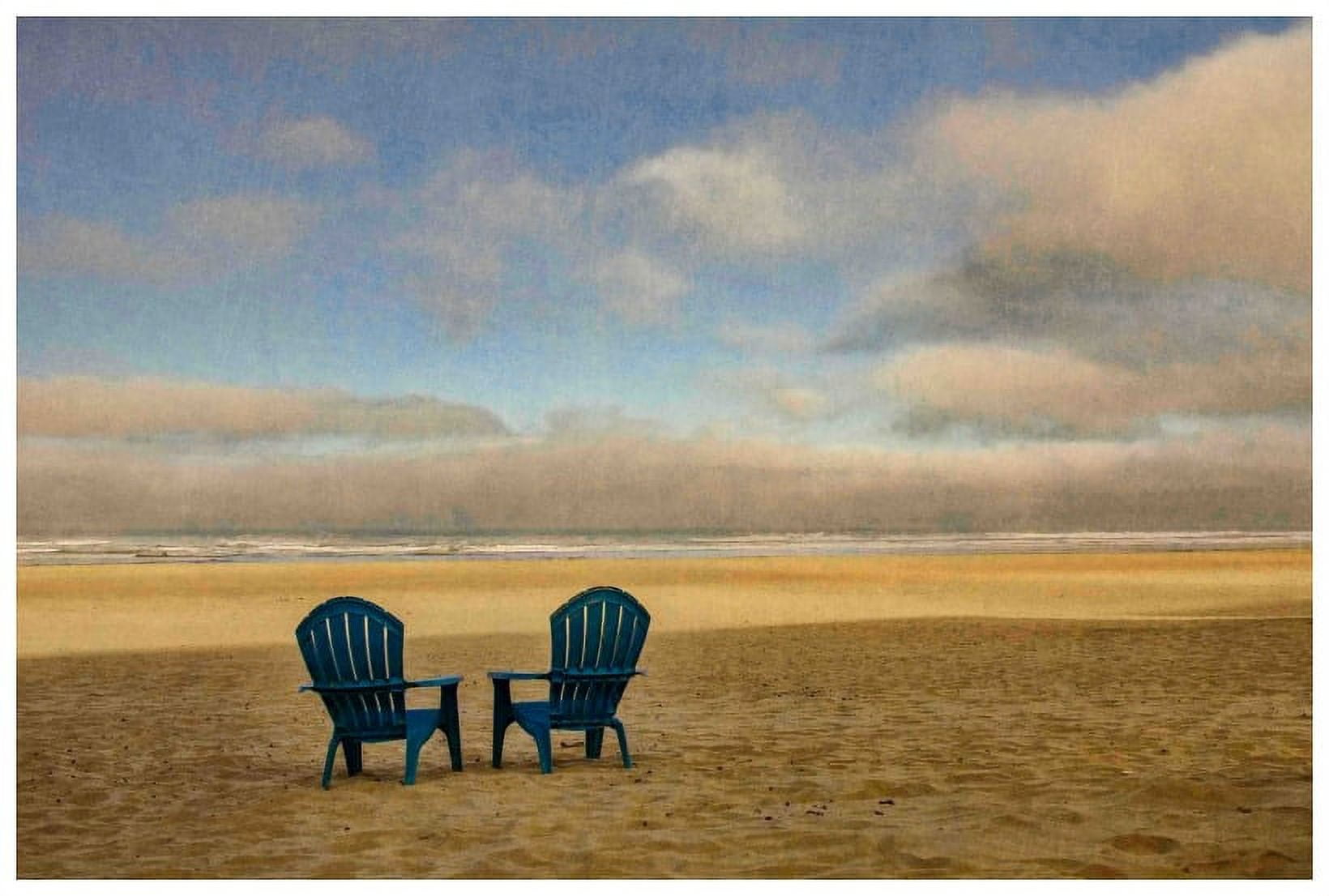 Marmont Hill "Two Chairs on the Sand 2" Painting Print on Canvas