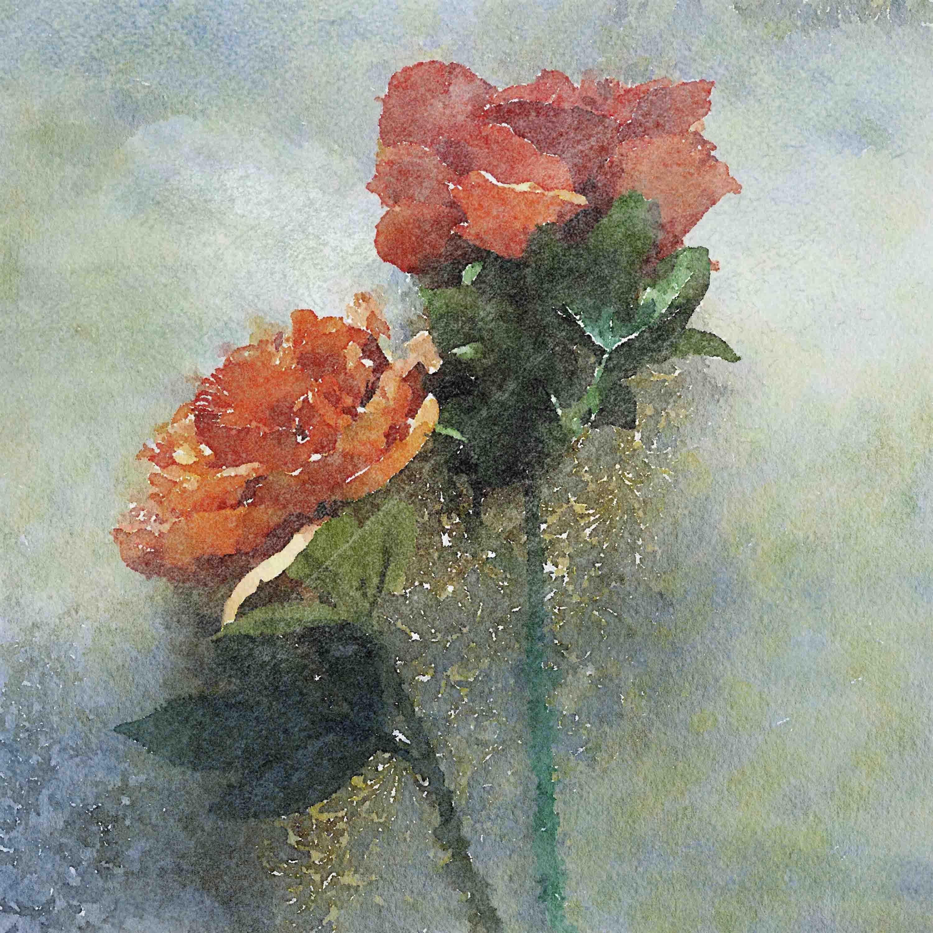 Marmont Hill - "Two Flowers" by Irena Orlov Painting Print on Wrapped Canvas