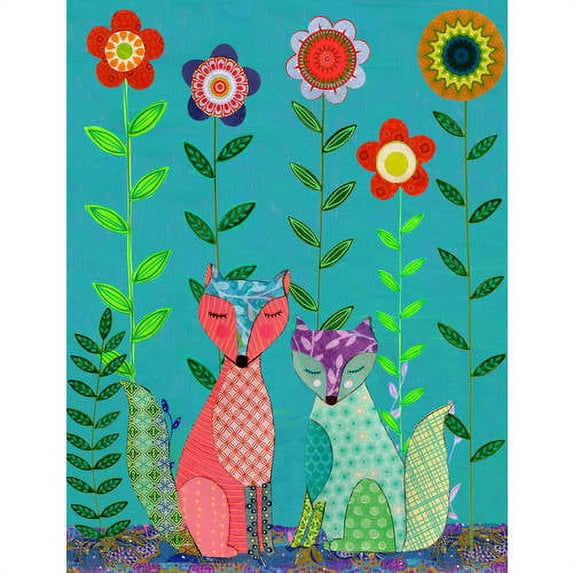 Marmont Hill "Two Foxes" by Sascalia Painting Print on Wrapped Canvas