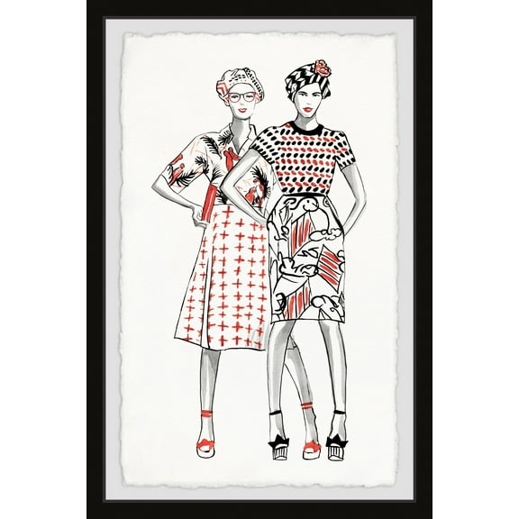 Marmont Hill Two Girls Framed Wall Art, 8.00" x 1.50"