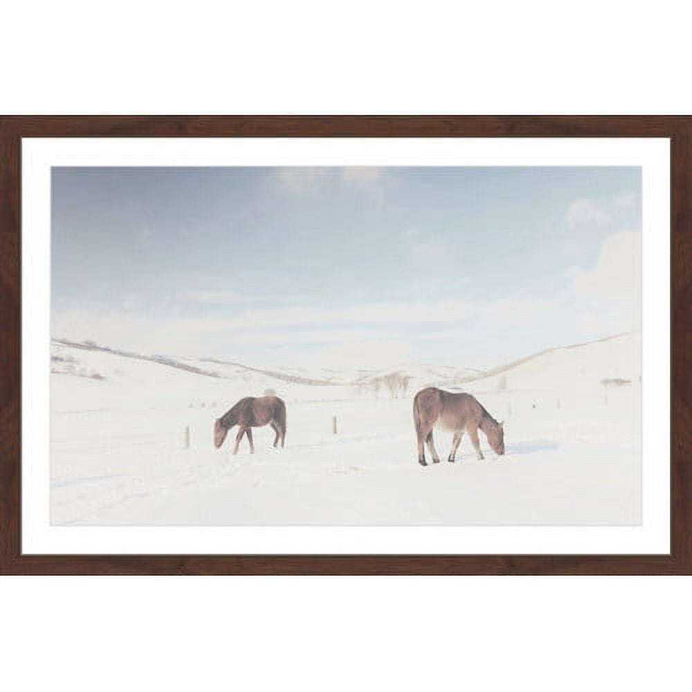 Framed Giclee Print of Two Horses on Canvas