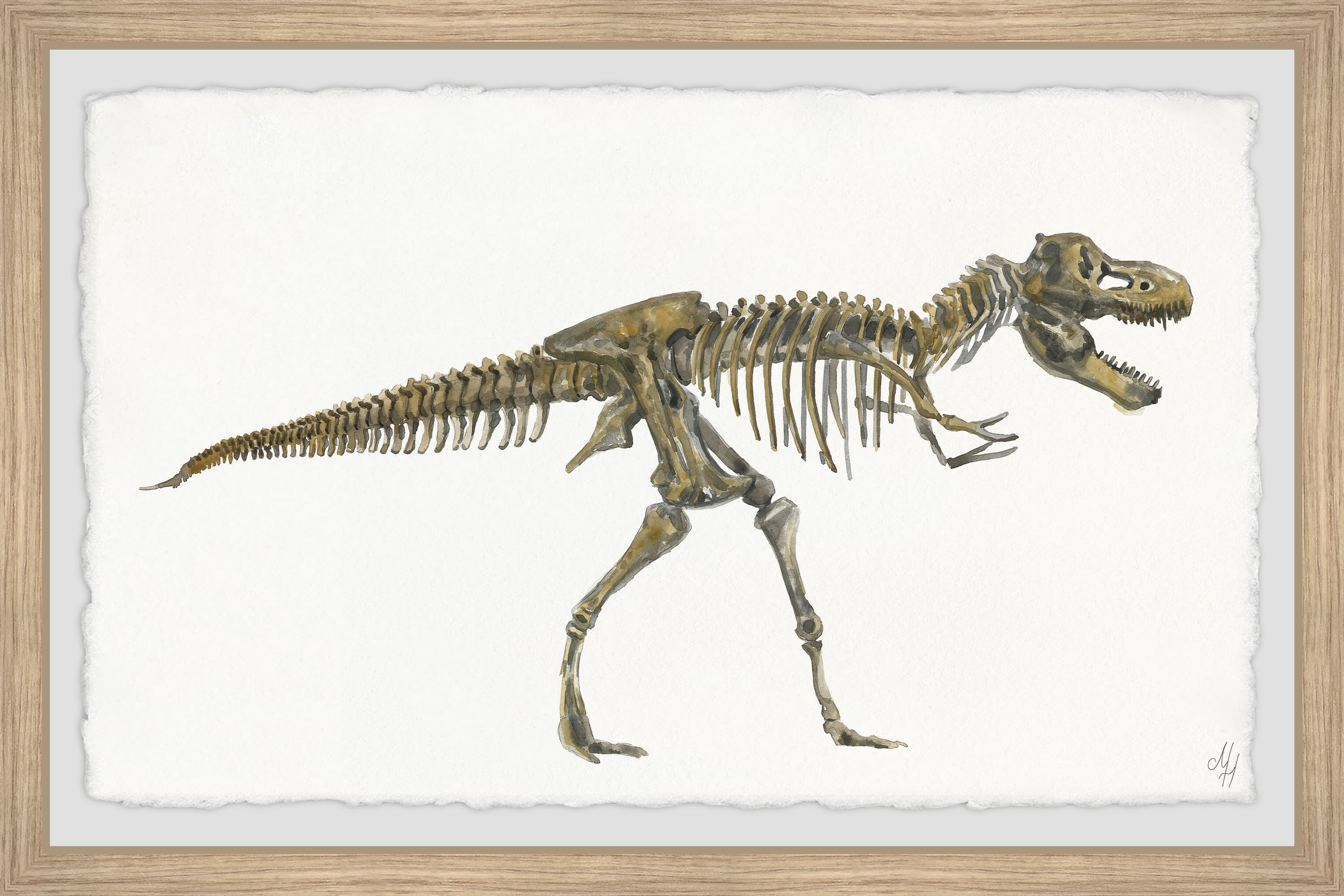 Marmont Hill Tyrannosaurus Skeleton Framed Wall Art, 24.00" x 1.50"