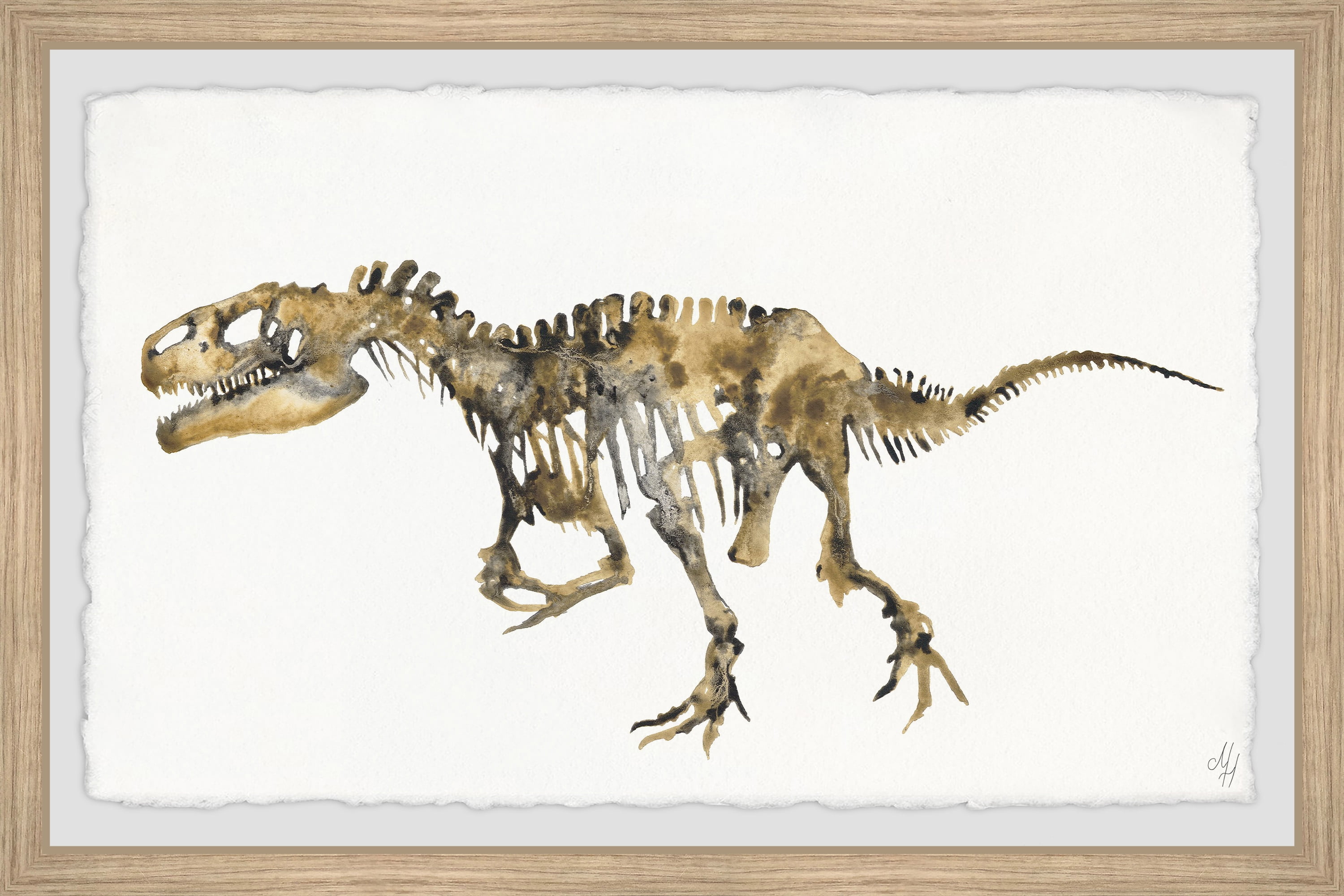 Marmont Hill Tyrant Lizard Skeleton Framed Wall Art, 36.00" x 1.50"