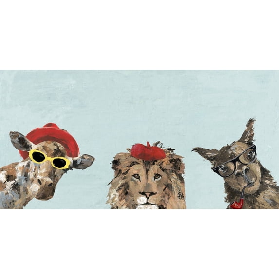 MARMONT HILL Unconventional Trio Blue' Painting Print on Wrapped Canvas - Multi-Color 60 x 30