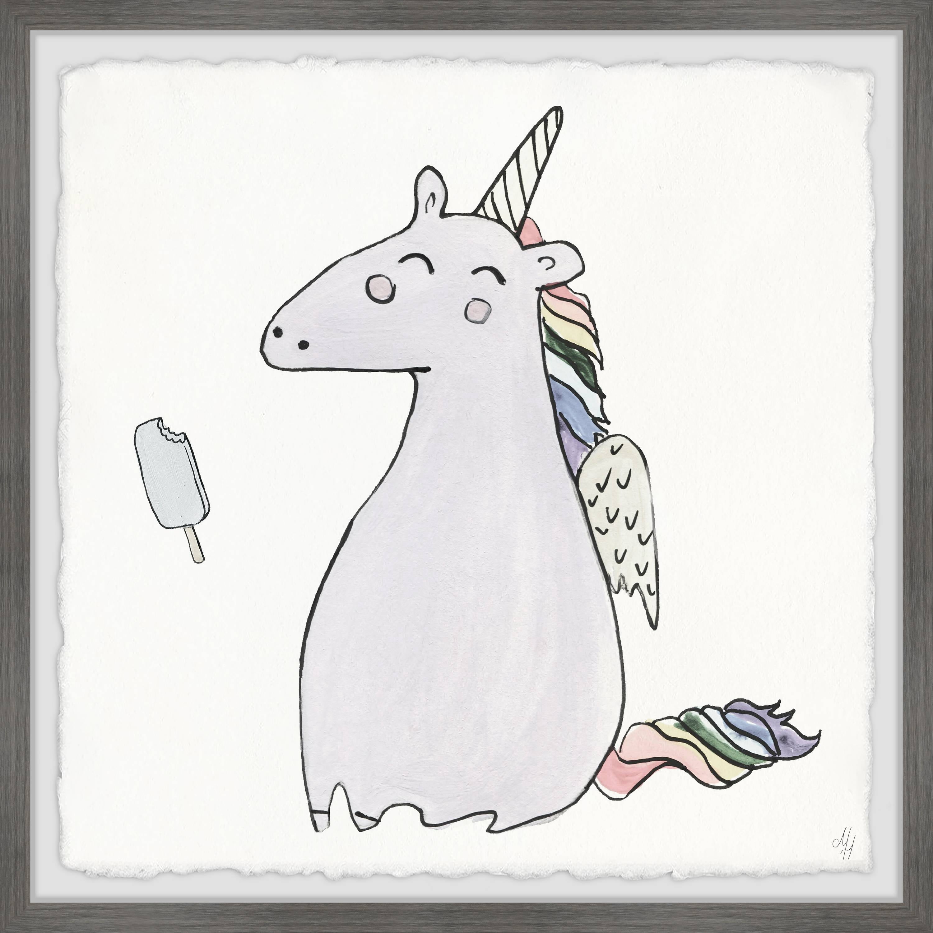 Marmont Hill Unicorn Popsicle Framed Wall Art, 24.00" x 1.50"