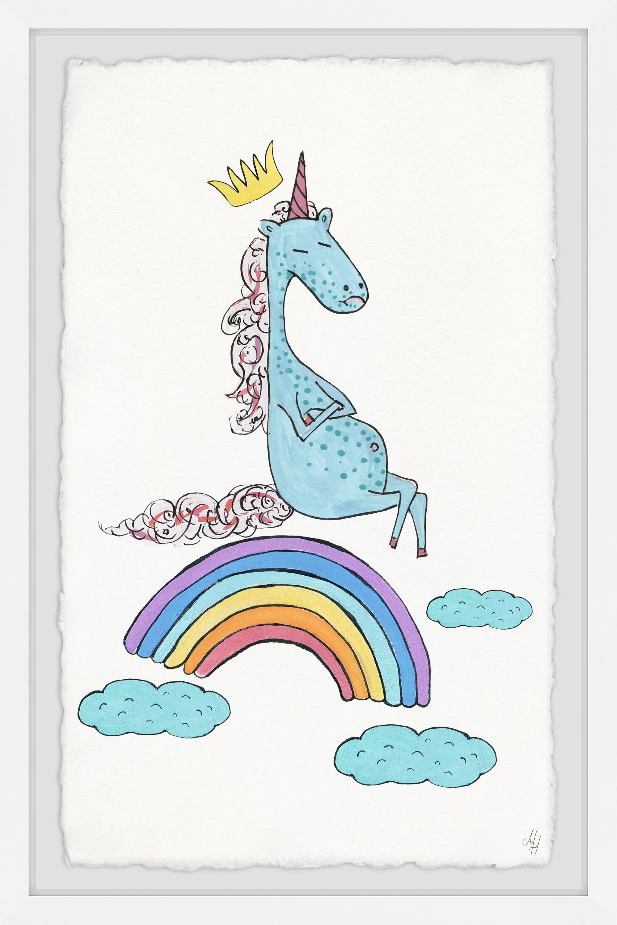 Marmont Hill Unicorn Rainbow Framed Wall Art, 24.00" x 1.50"