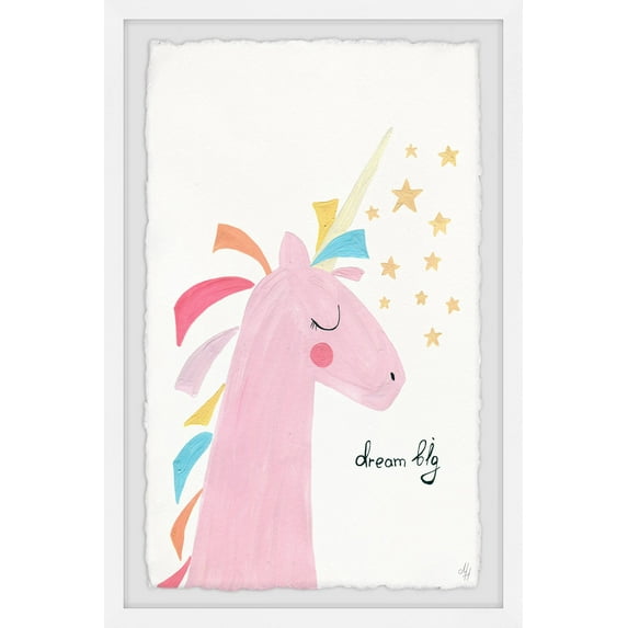 Marmont Hill Unicorn's Big Dream Framed Wall Art, 24.00" x 1.50"