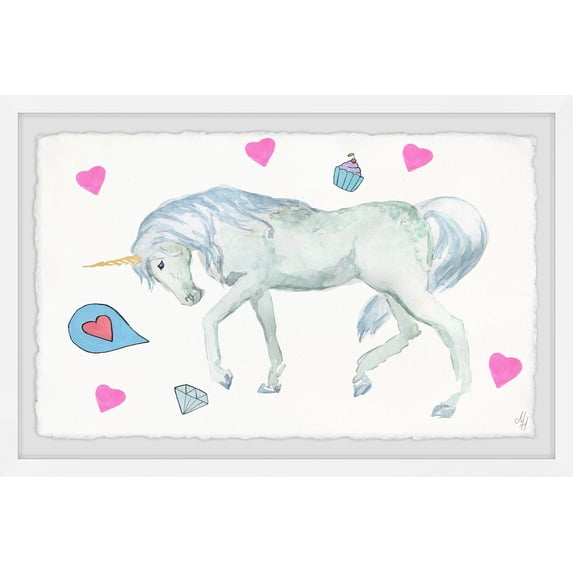 Marmont Hill Unicorn's Cupcake Framed Wall Art, 36.00" x 1.50"