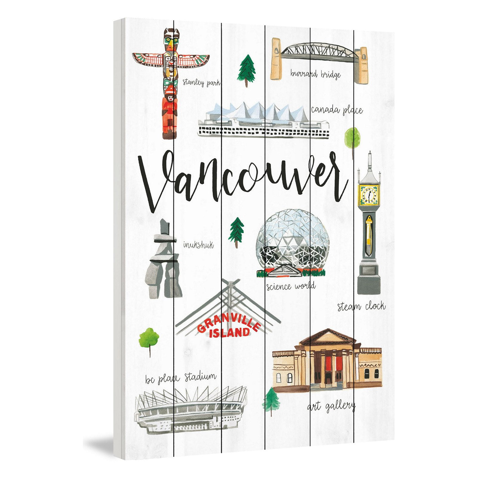 Marmont Hill "Vancouver Life" By Molly Rosner Painting Art Print On White Wood, 30.0" x 1.5"
