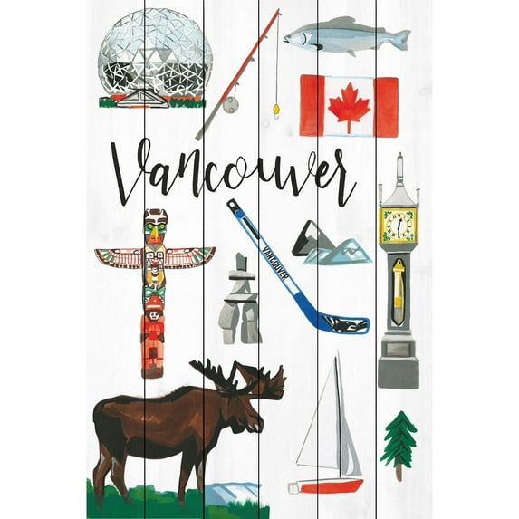 Marmont Hill "Vancouver Motif" By Molly Rosner Painting Art Print On White Wood, 16.0" x 1.5"
