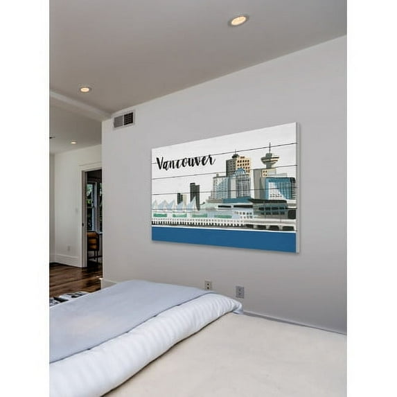Marmont Hill "Vancouver Skyline" By Molly Rosner Painting Art Print On White Wood, 24.0" x 1.5"