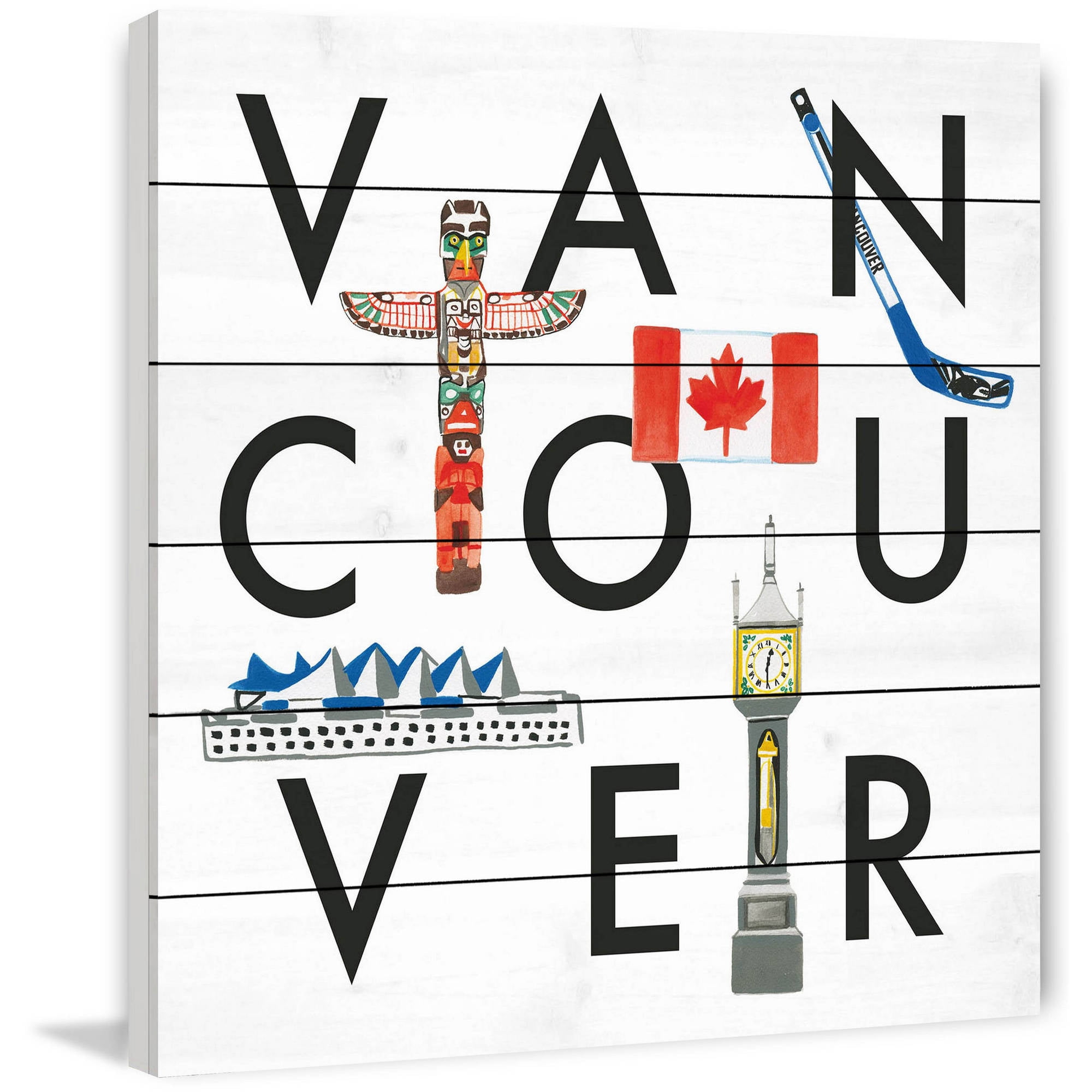 Marmont Hill "Vancouver Square" By Molly Rosner Painting Art Print On White Wood, 24.0" x 1.5"