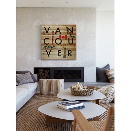Marmont Hill "Vancouver Square" By Molly Rosner Print On Natural Pine Wood, 32.0" x 1.5"