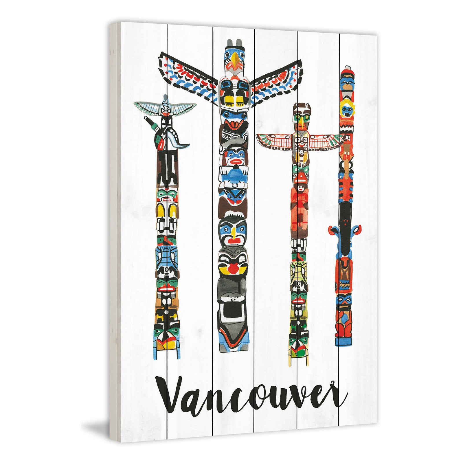 Marmont Hill "Vancouver Totems" by Molly Rosner Painting Art Print on White Wood
